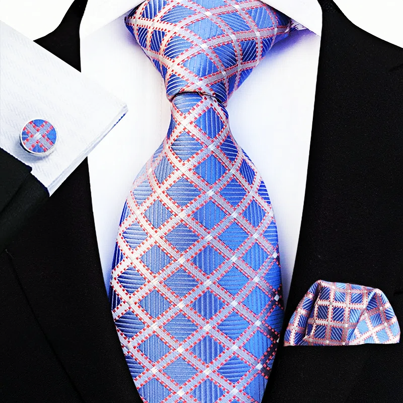 Men's Classic Paisley Tie Pocket Square Cufflinks Set