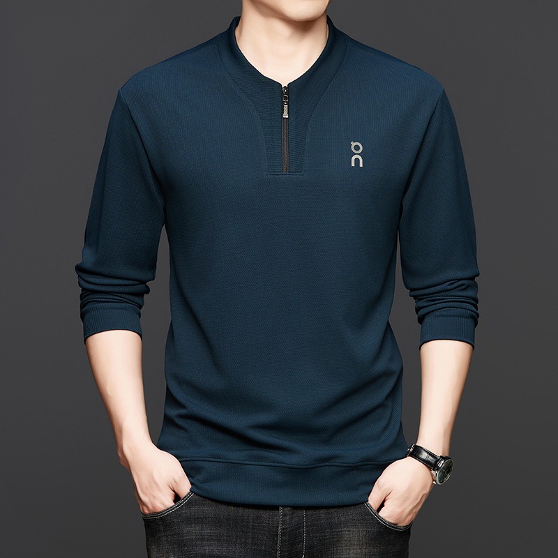 Men's half-zip crew neck long-sleeved sweatshirt