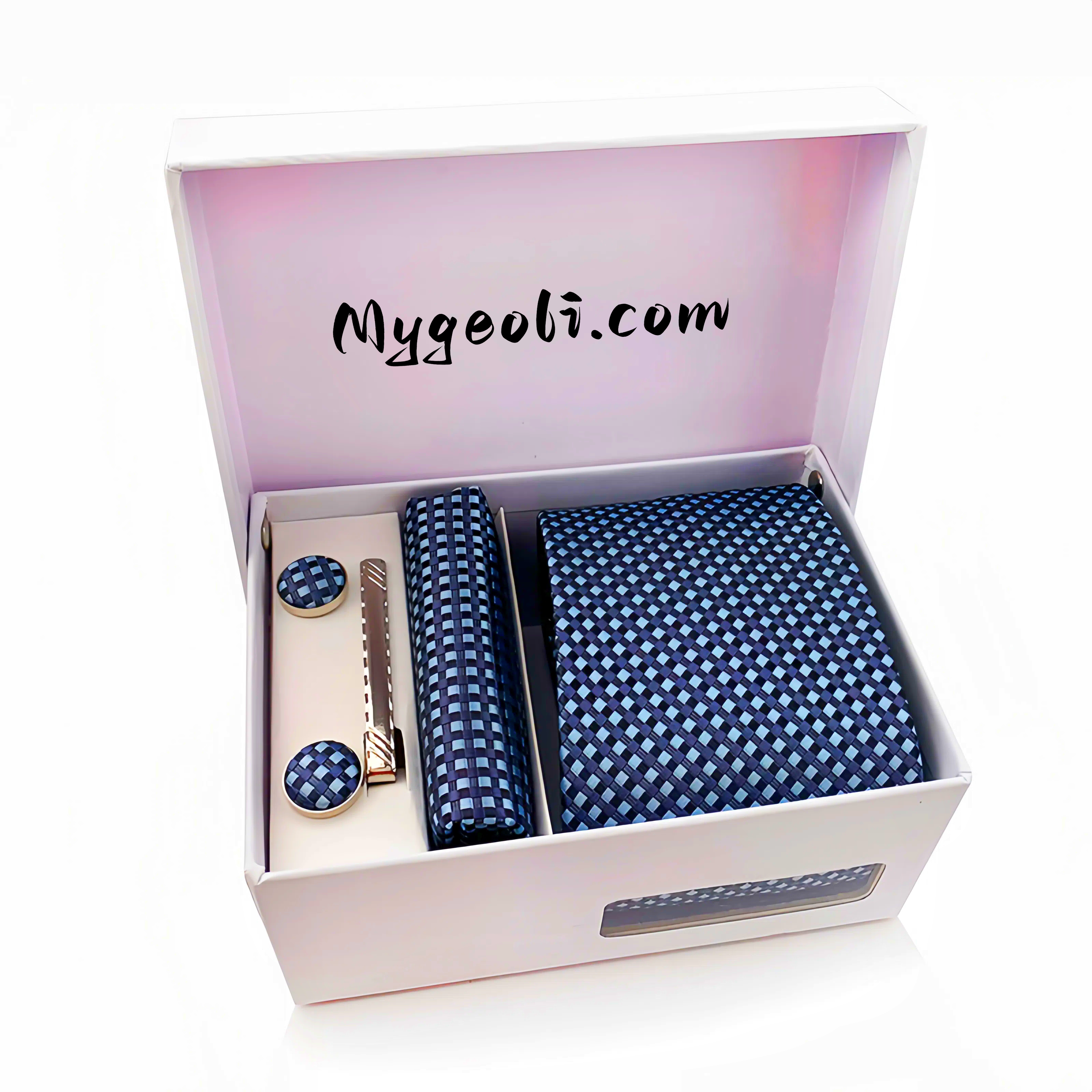 Men's tie pocket scarf tie clip cufflinks gift box set