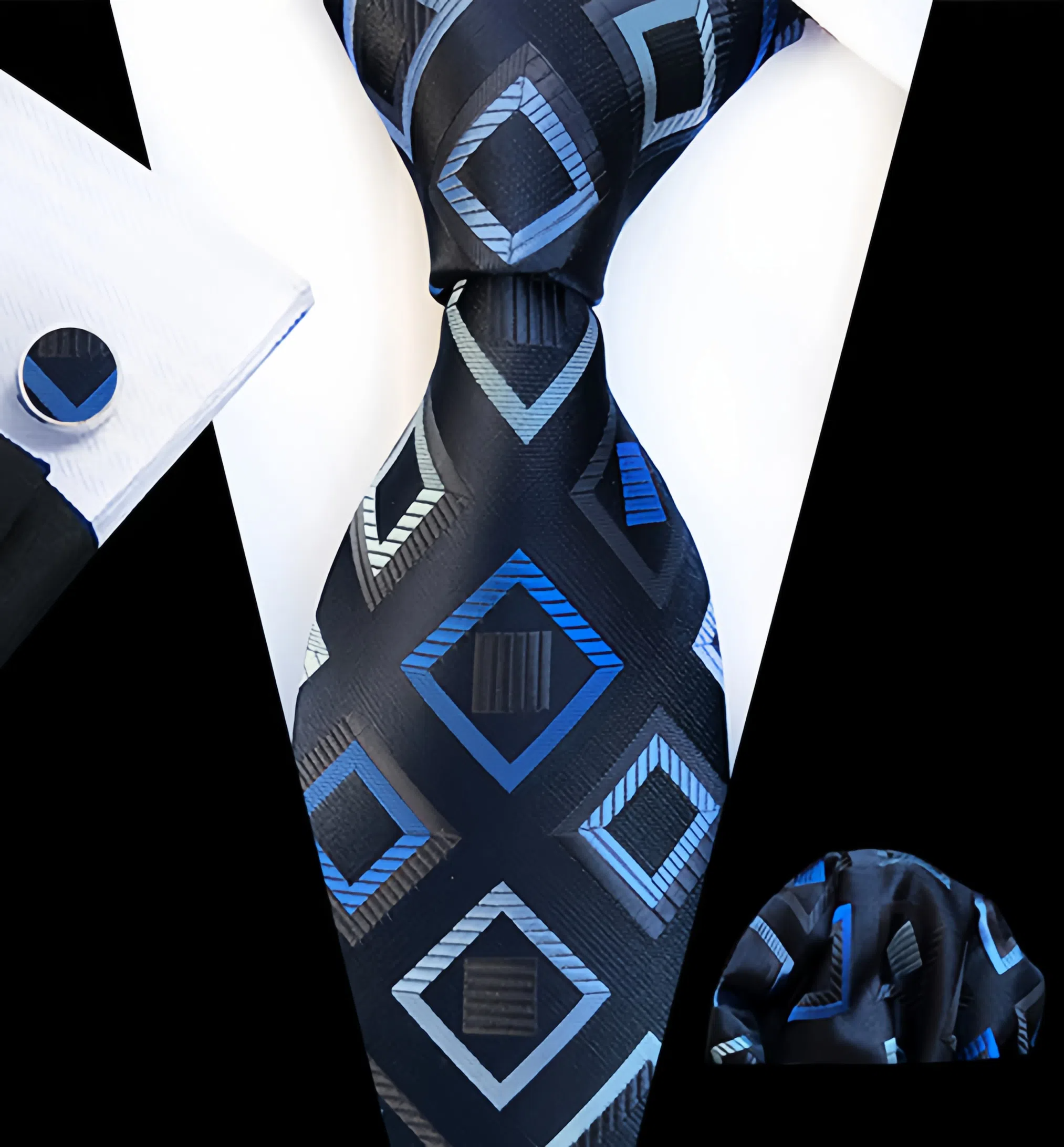 Men's tie pocket scarf tie clip cufflinks gift box set