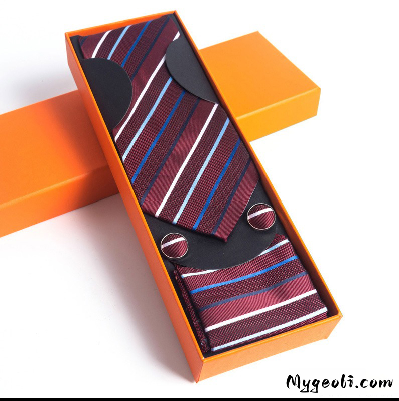 Paisley Men's Tie Square Scarf Cufflinks Gift Box Set