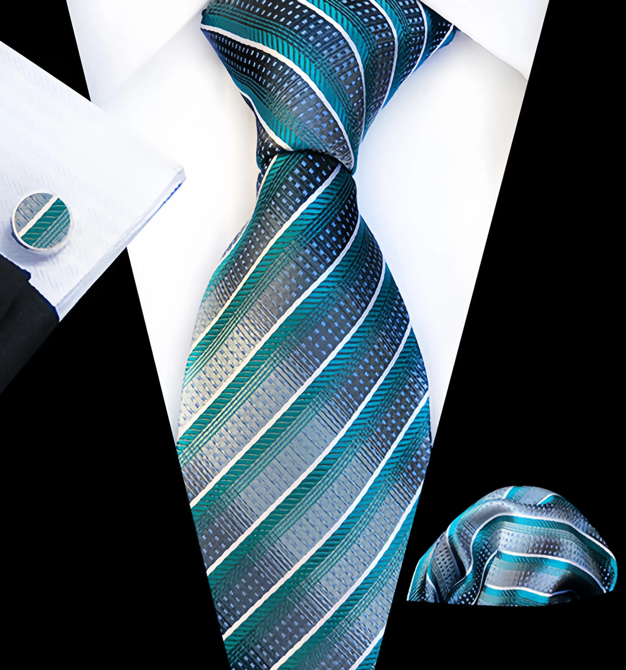 Men's tie pocket scarf tie clip cufflinks gift box set