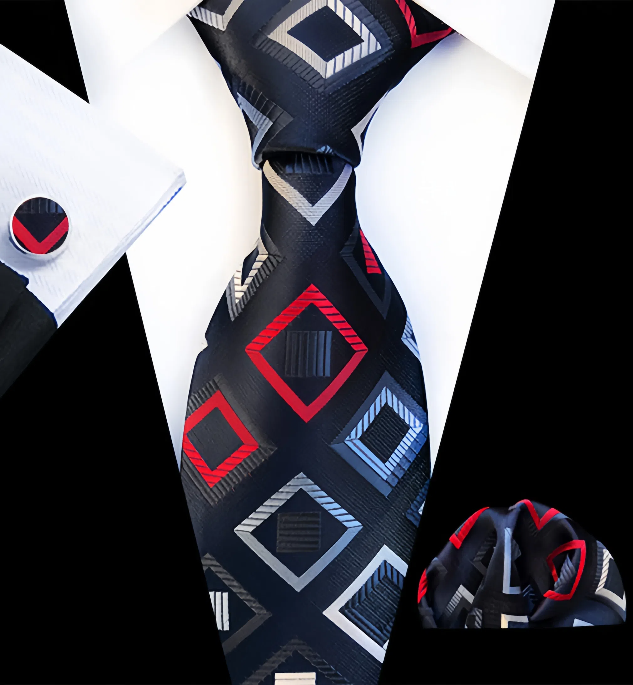 Men's tie pocket scarf tie clip cufflinks gift box set