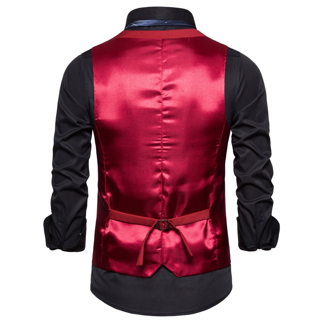 Men's Fashionable Solid Color Design Single-Breasted Pocket Design Versatile Slim-Fitting Vest