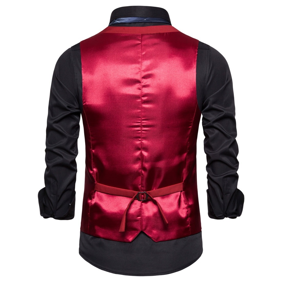 Men's Fashionable Solid Color Design Single-Breasted Pocket Design Versatile Slim-Fitting Vest