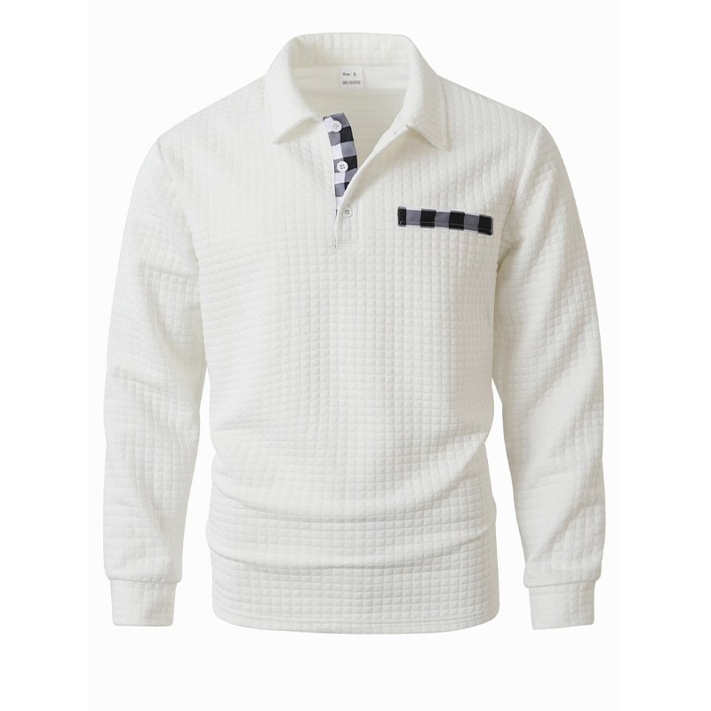 Men's Vintage Striped Long-Sleeved Henley Polo Shirt