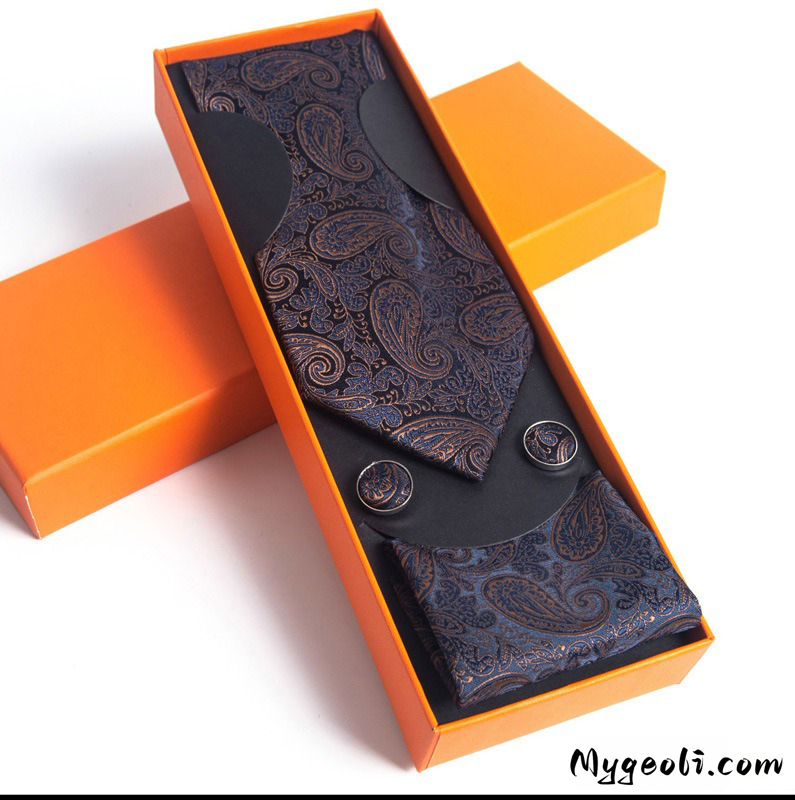 Paisley Men's Tie Square Scarf Cufflinks Gift Box Set