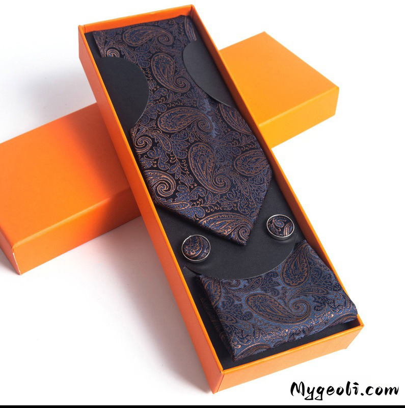 Paisley Men's Tie Square Scarf Cufflinks Gift Box Set
