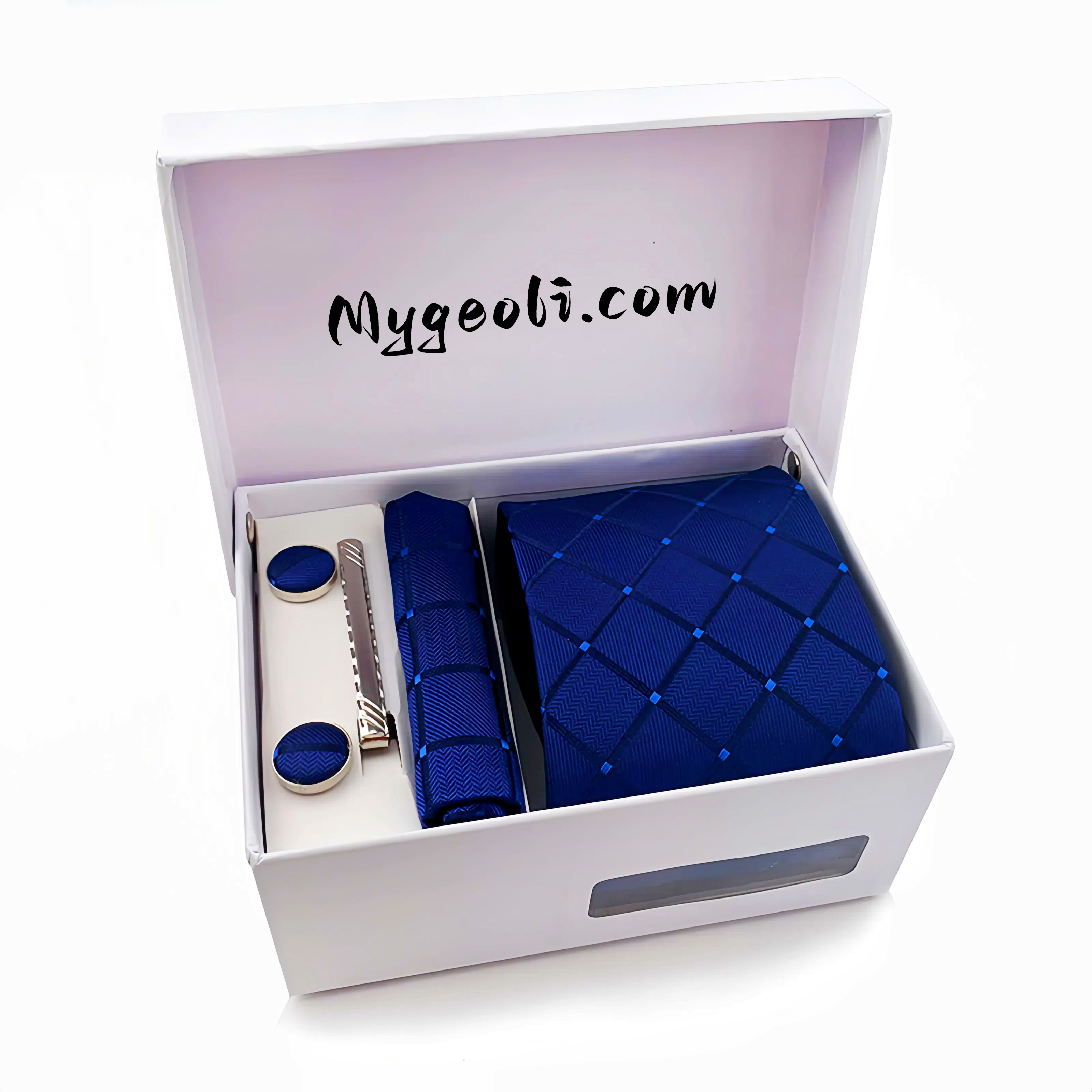 Men's tie pocket scarf tie clip cufflinks gift box set