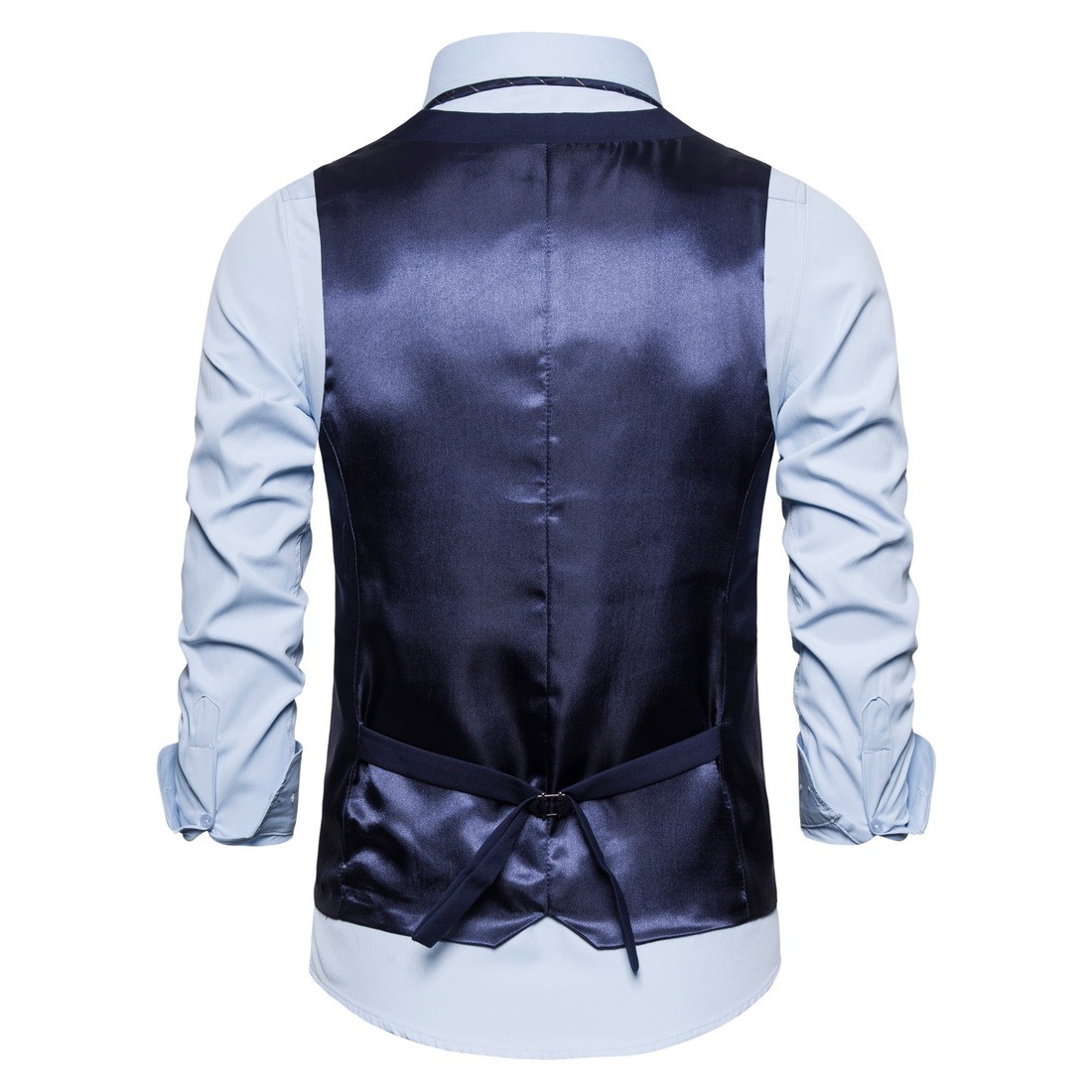 Men's Fashionable Solid Color Design Single-Breasted Pocket Design Versatile Slim-Fitting Vest