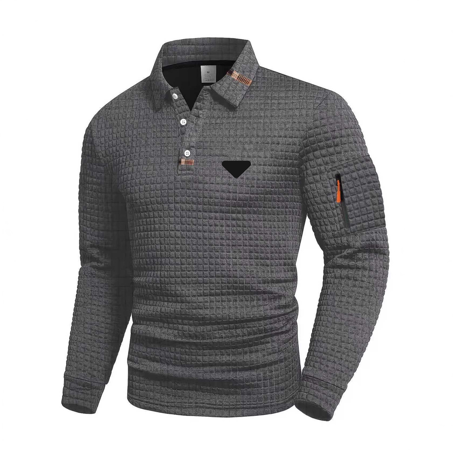 Men's Vintage Striped Long-Sleeved Henley Polo Shirt