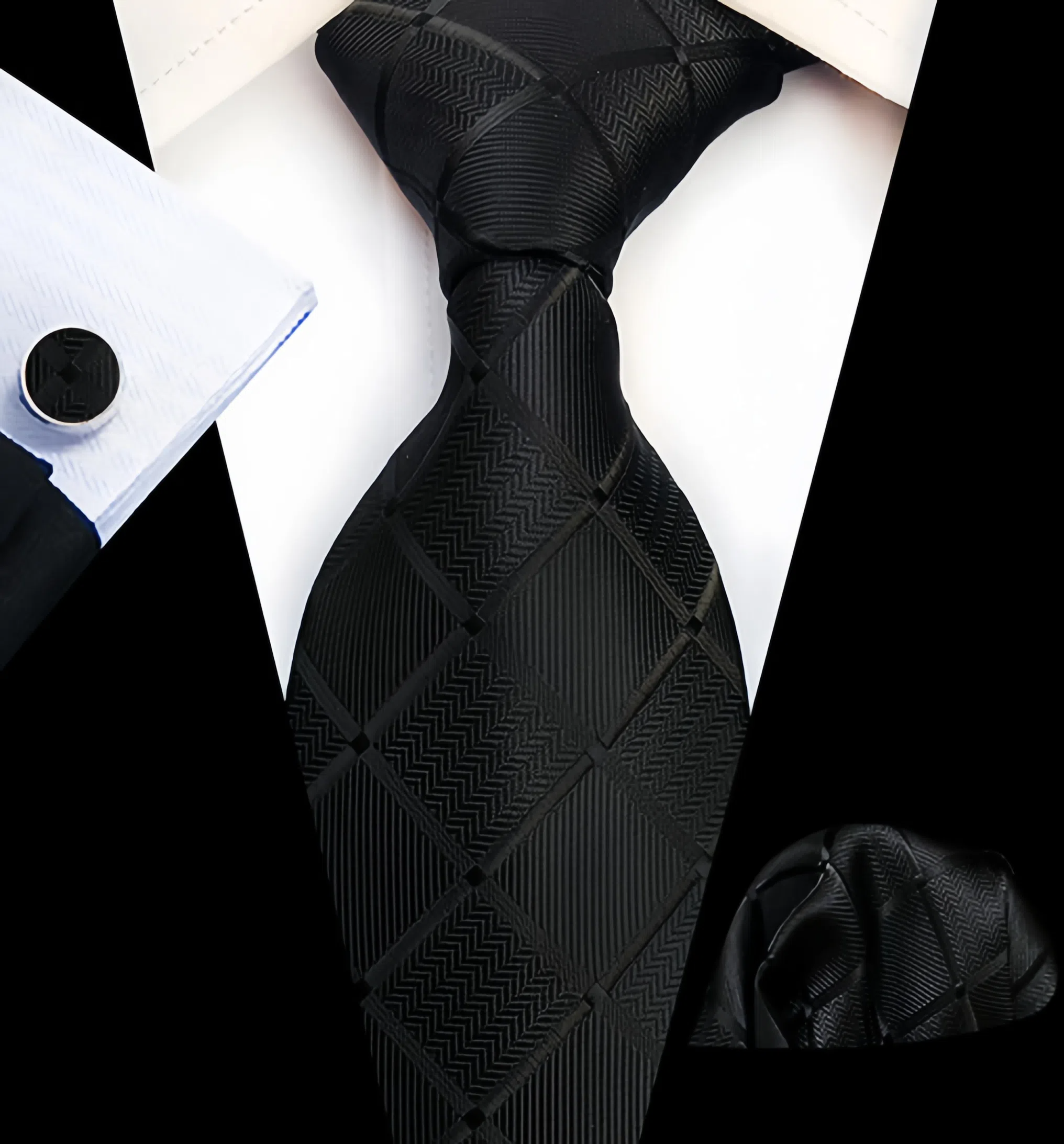 Men's tie pocket scarf tie clip cufflinks gift box set