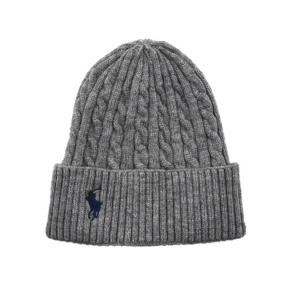Logo embroidered knitted cable-knit hat