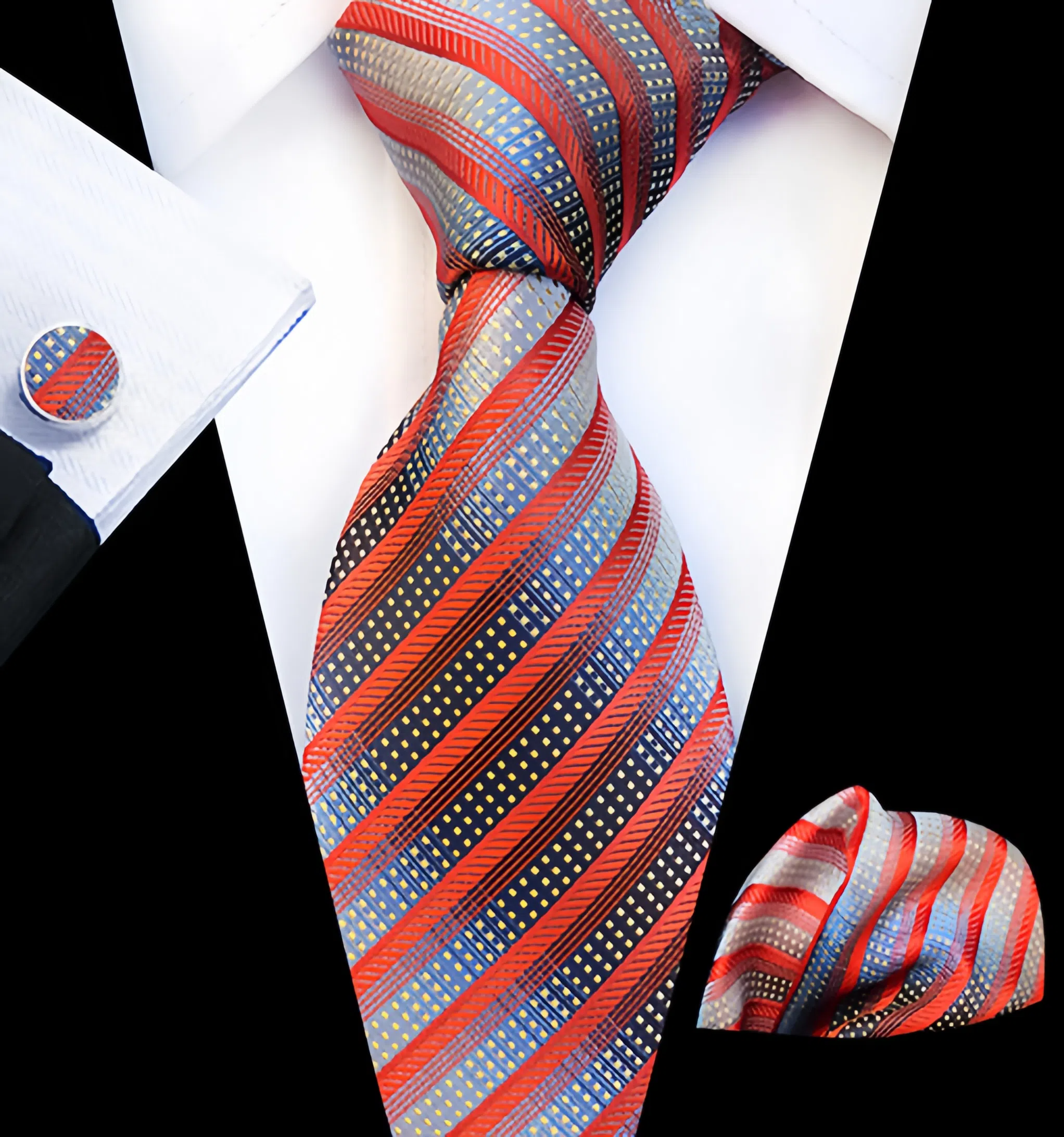 Men's tie pocket scarf tie clip cufflinks gift box set