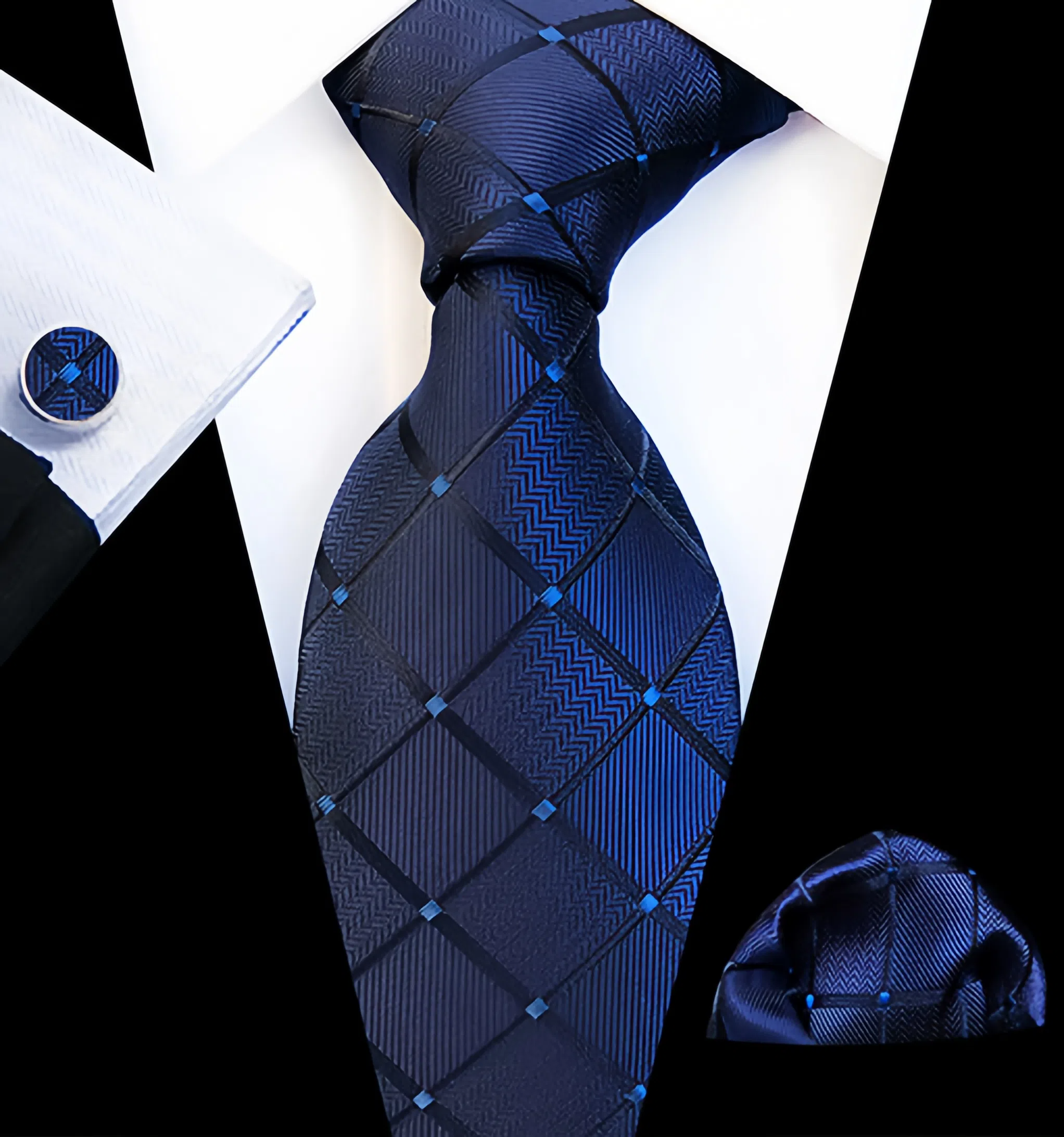 Men's tie pocket scarf tie clip cufflinks gift box set