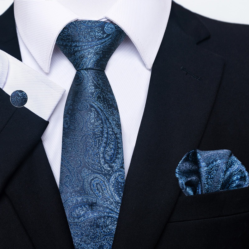 Paisley Men's Tie Square Scarf Cufflinks Gift Box Set