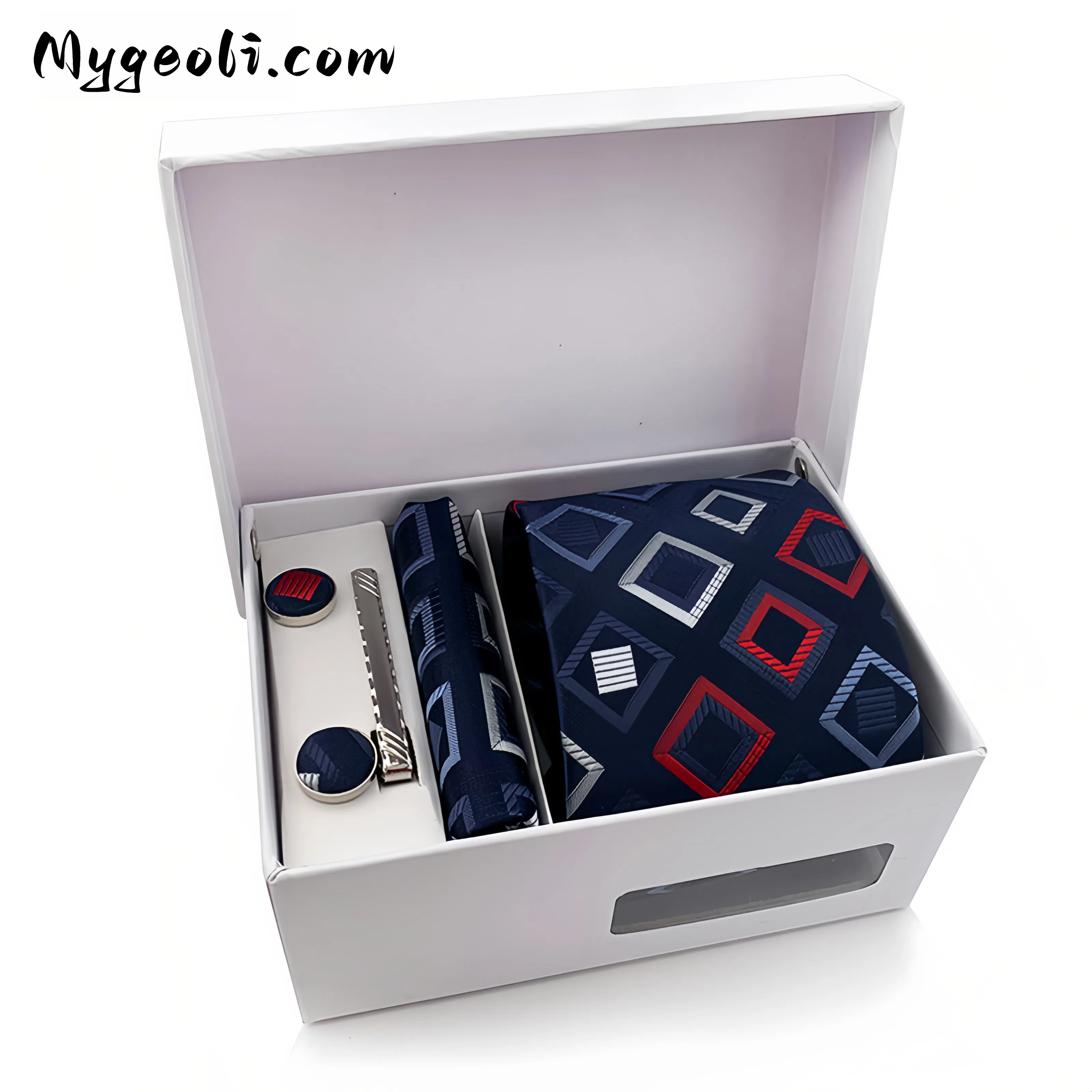 Men's tie pocket scarf tie clip cufflinks gift box set