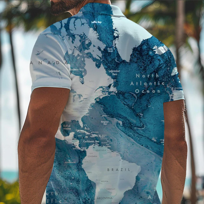 Men's Resort Hawaiian Polo Shirts Golf Shirt Short Sleeve Polo Shirts