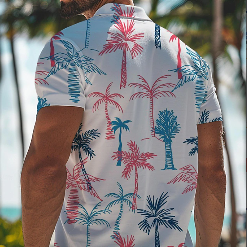 Men's Hawaiian Polo Shirts Golf Shirt Short Sleeve Polo Shirts