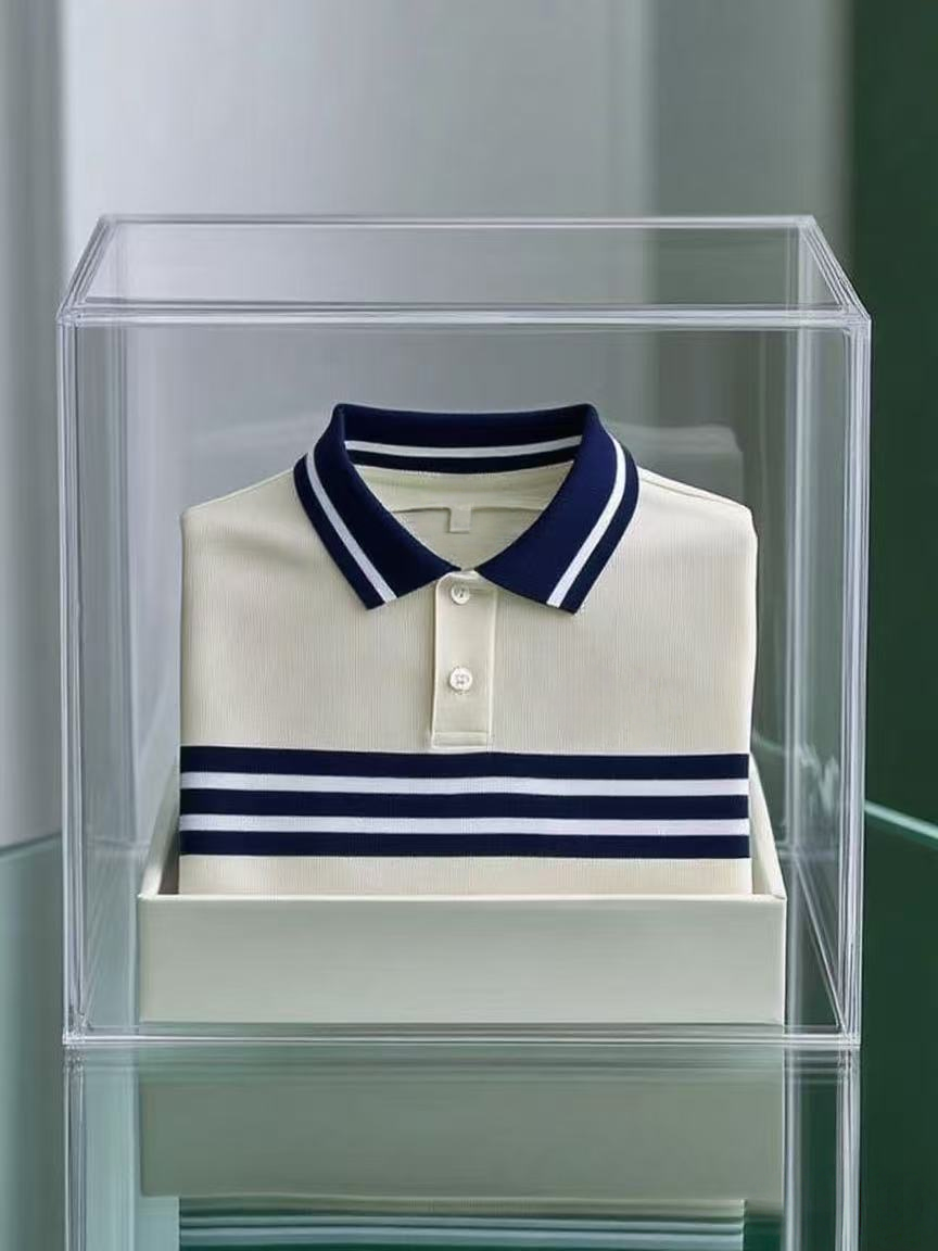 Men's Business Casual Logo Button Short Sleeve Polo Shirt