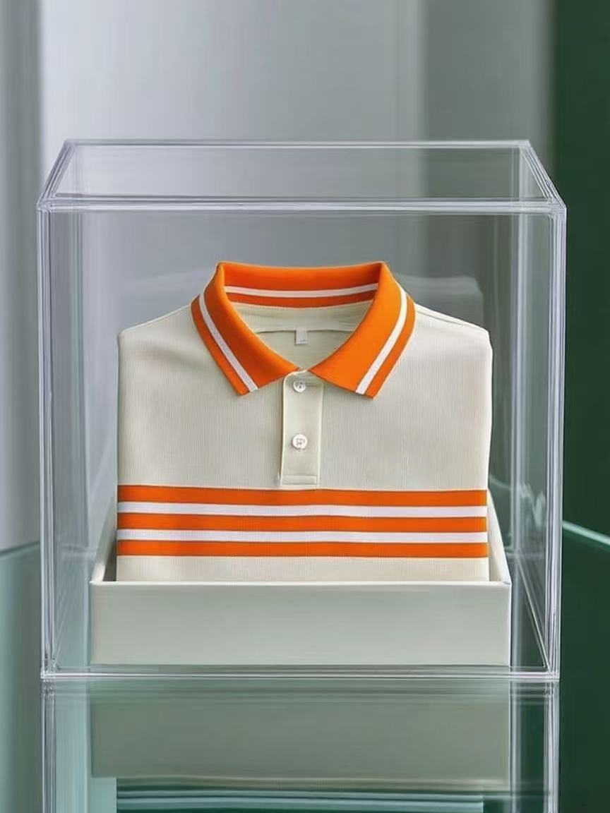 Men's Business Casual Logo Button Short Sleeve Polo Shirt