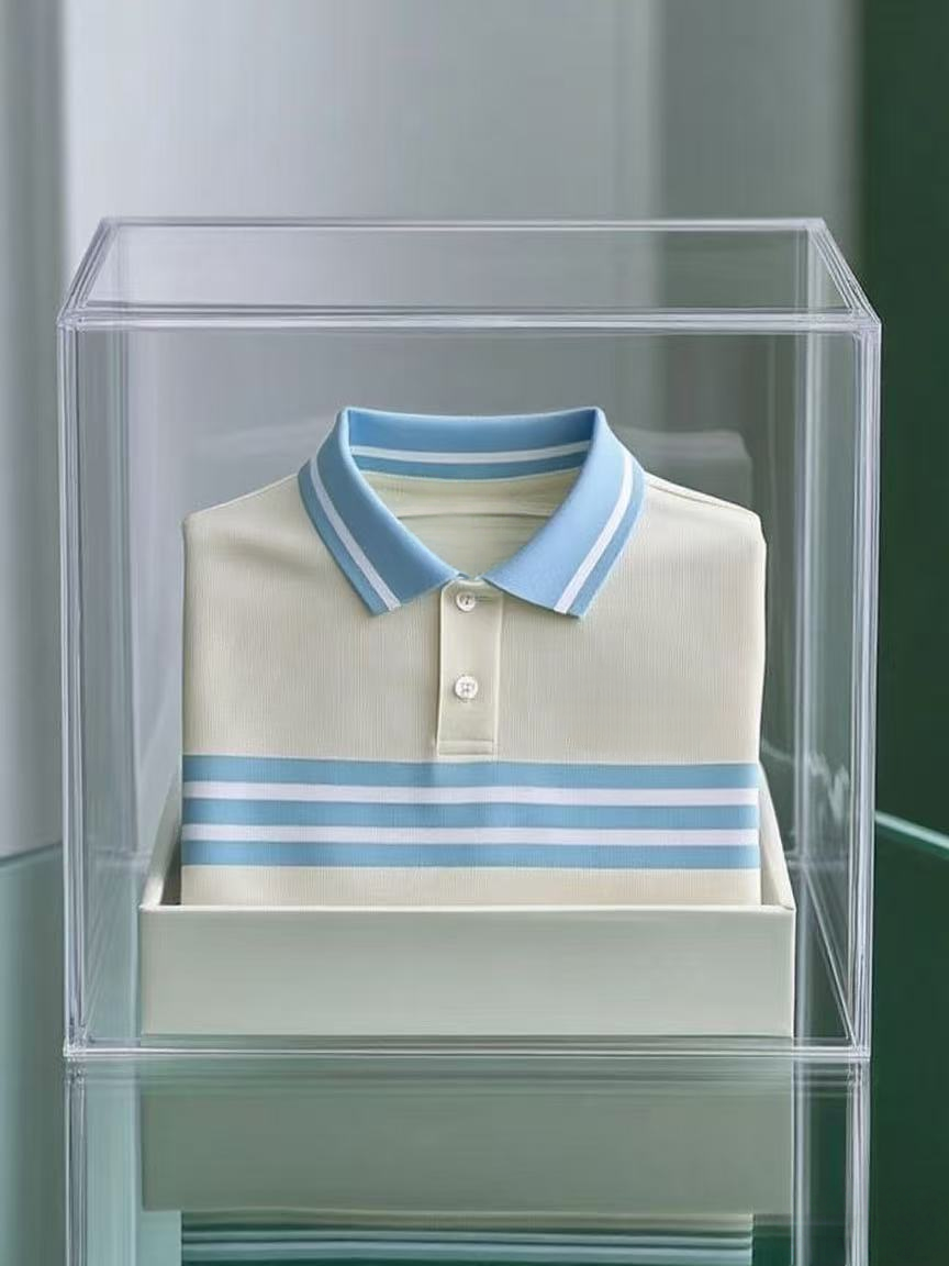 Men's Business Casual Logo Button Short Sleeve Polo Shirt