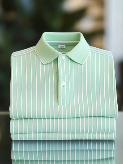 Men's Classic Business Logo Button Short Sleeve Polo Shirt