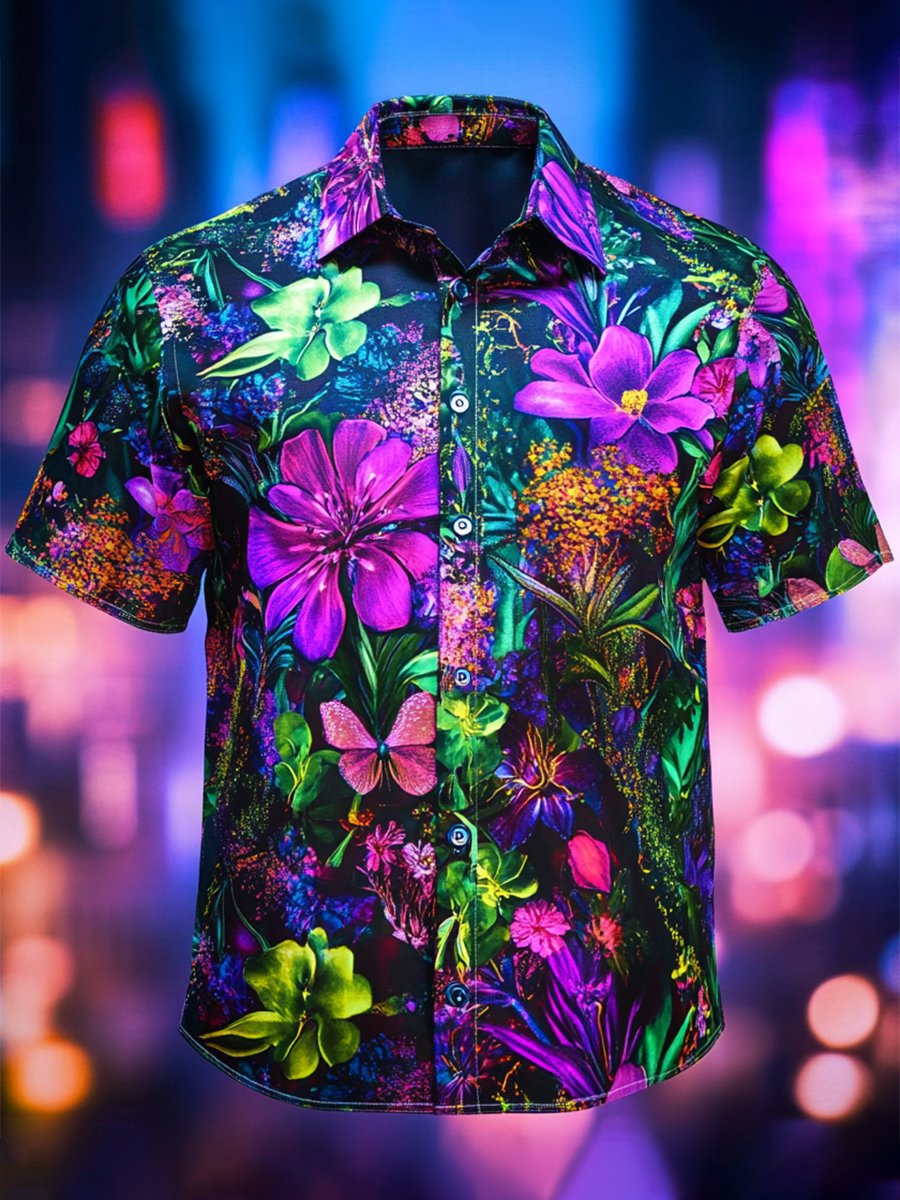 Men's Resort Casual Floral Art Short Sleeve Shirt
