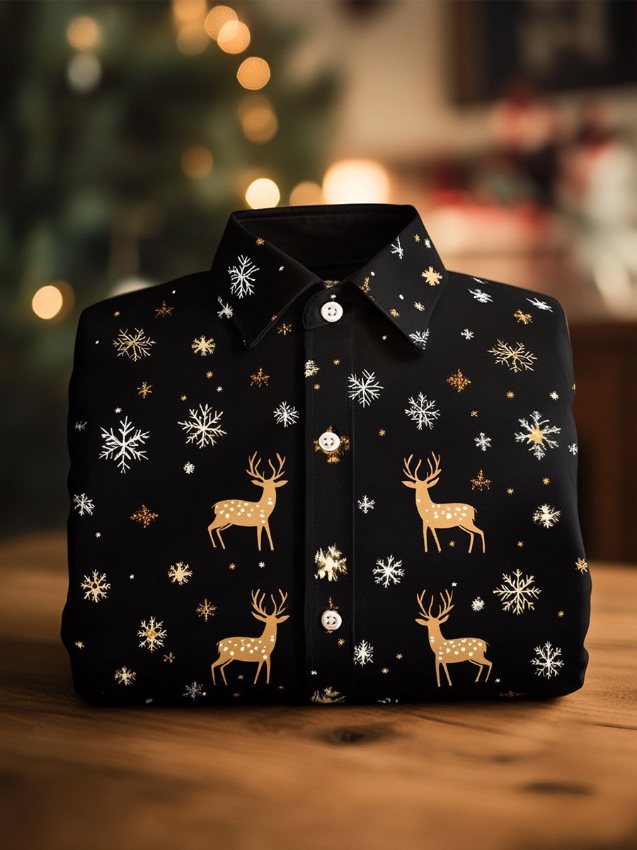 Christmas Men's Business Luxury Christmas Tree and Christmas Elk Long 