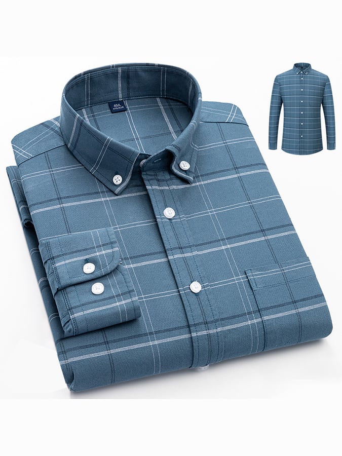 Men's Business Cotton Check Shirt