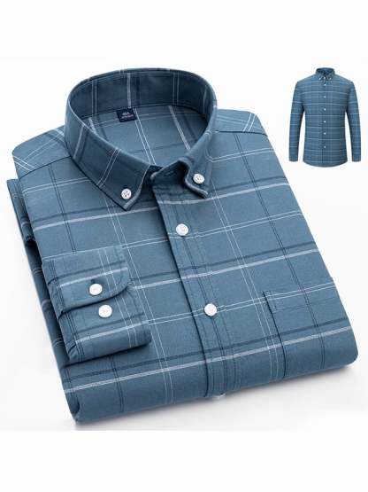 Men's Business Cotton Check Shirt