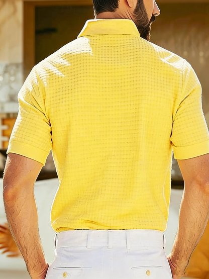 Citrus Yellow Textured Polo Shirt