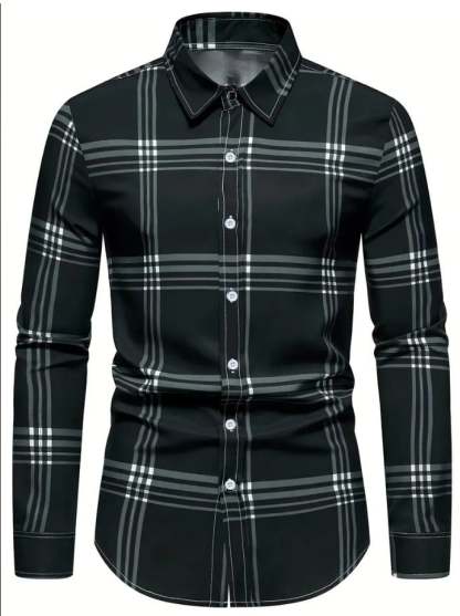 Men's Business Checkered Print Shirt