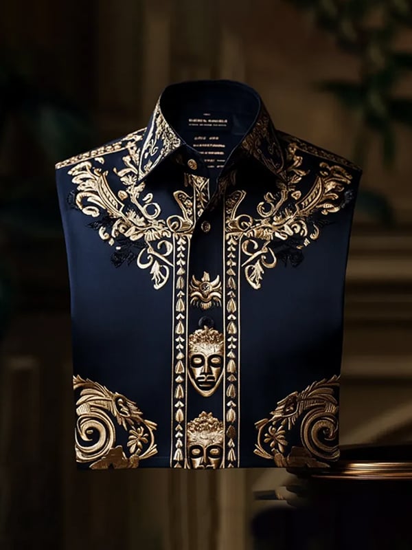 Men's Stripe Print Business Long Sleeve Shirt