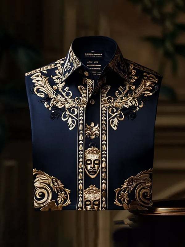 Men's Stripe Print Business Long Sleeve Shirt