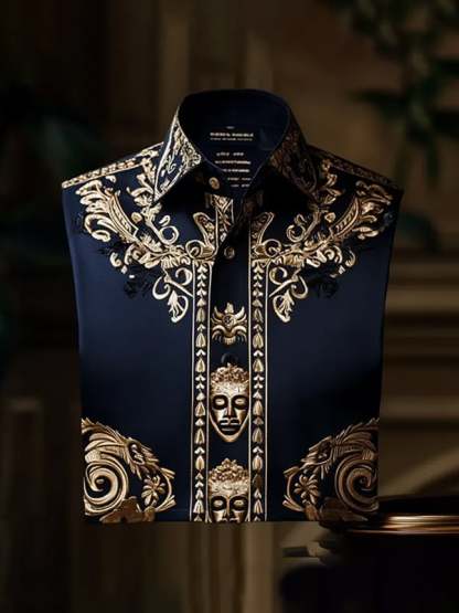 Men's Stripe Print Business Long Sleeve Shirt