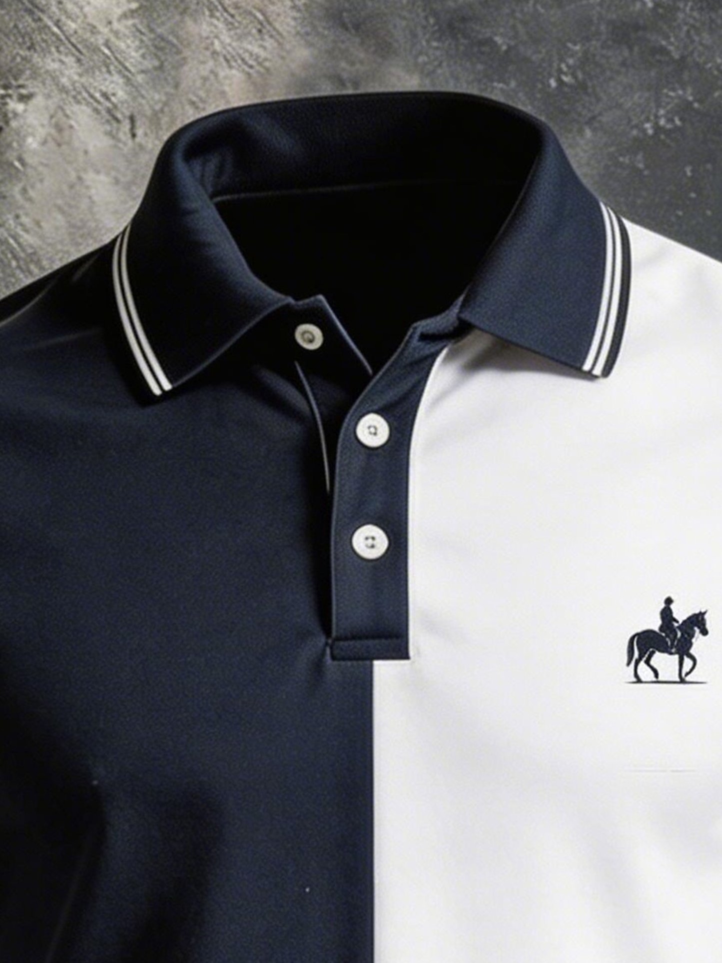 (10308) Men's Retro Color-Block Golf Polo Shirt — Short Sleeve with Polo Collar