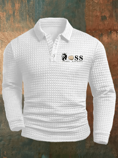 Men's Retro Letter Printed Checkered Fabric Casual Polo Shirt