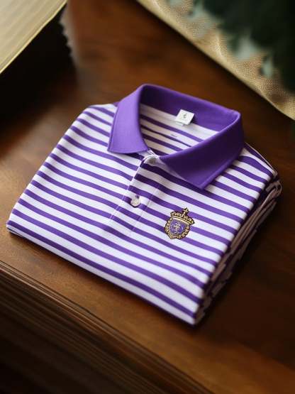 Men's Classic Business Check Logo Button Short Sleeve Polo Shirt