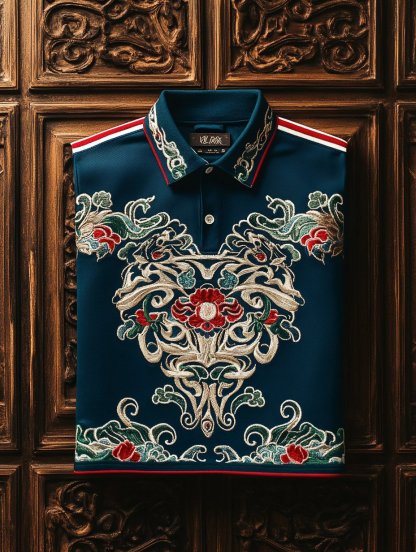 Men's Business Luxury Printed Button Short Sleeve Polo Shirt