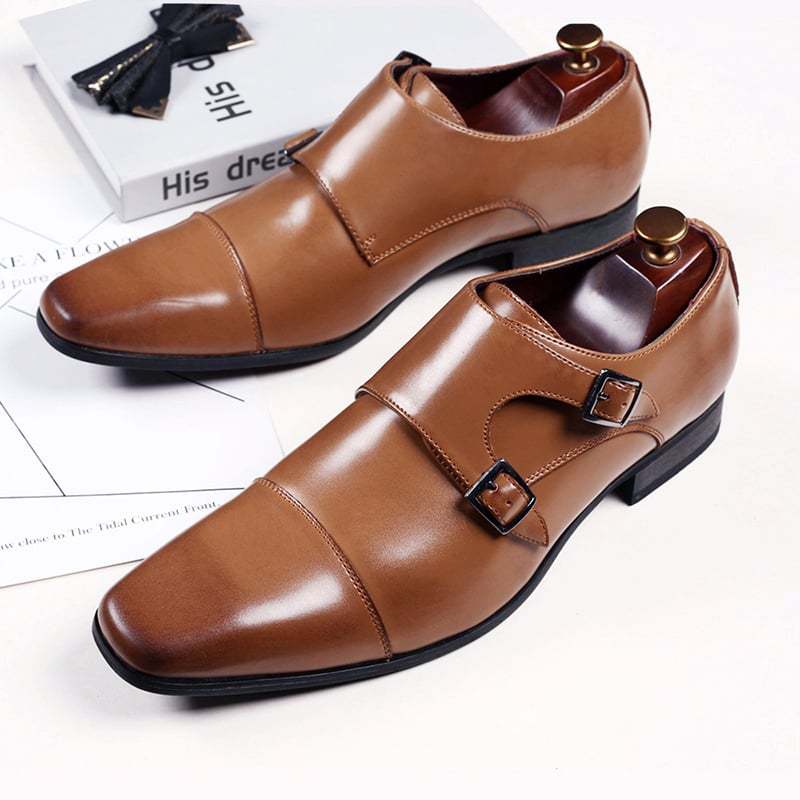 Buckle Pointed Toe British Style Men'S Shoes