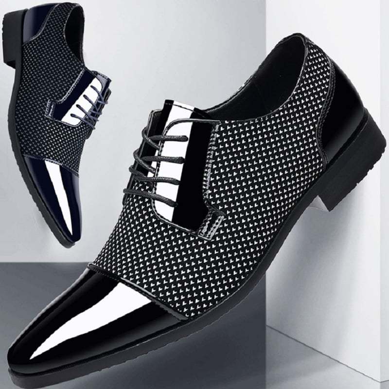 Men's Versatile Toe Toe Glossy Business Casual Leather Shoes