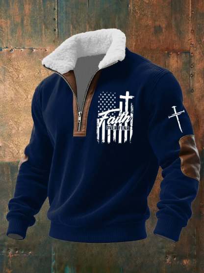 Men's Casual Faith Retro Textured Sweatshirt