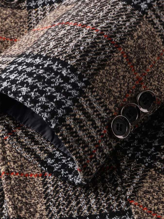 Men's Work Office Notched Collar Plaid Regular Fit Blazer