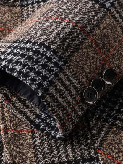 Men's Work Office Notched Collar Plaid Regular Fit Blazer