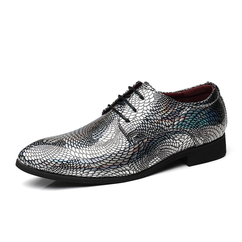 Men's snakeskin pattern leather shoes