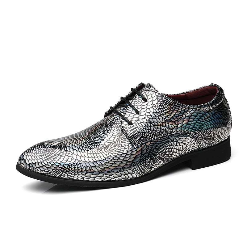 Men's snakeskin pattern leather shoes