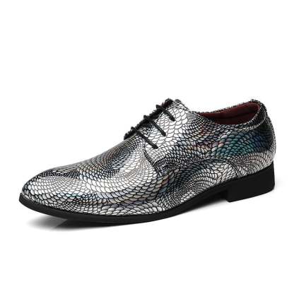 Men's snakeskin pattern leather shoes
