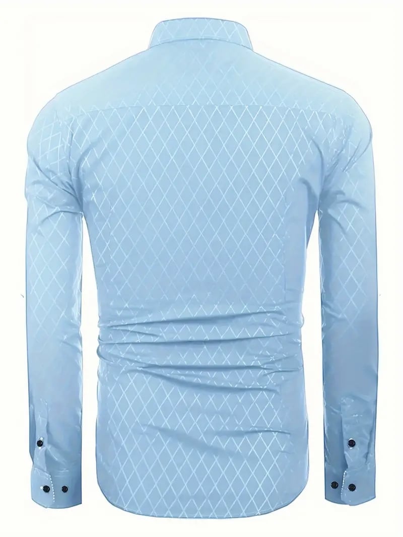 Men's Business Casual Plaid Long Sleeve Shirt