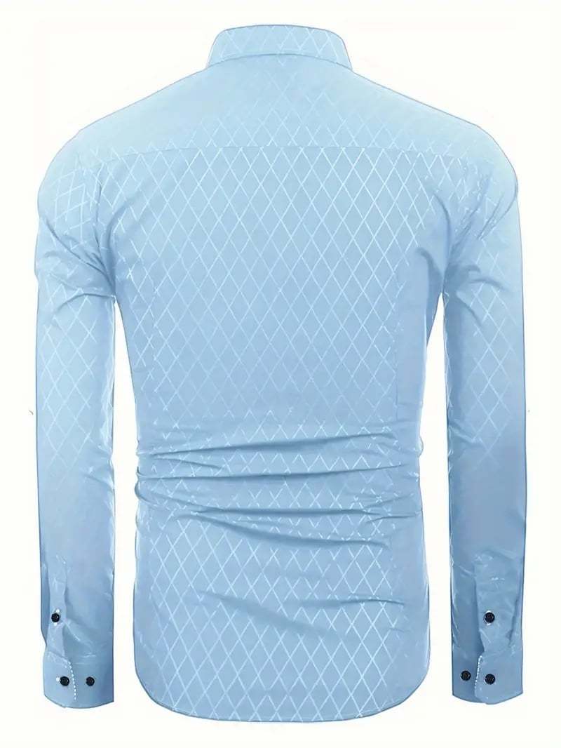 Men's Business Casual Plaid Long Sleeve Shirt